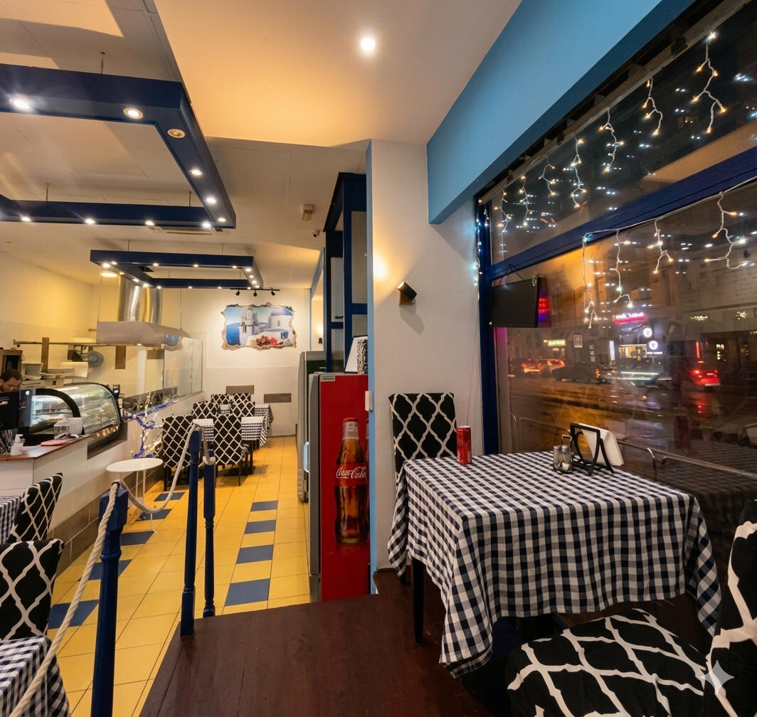 Heureka Original Greek Food belső hangulata és kiszolgálótere Budapesten