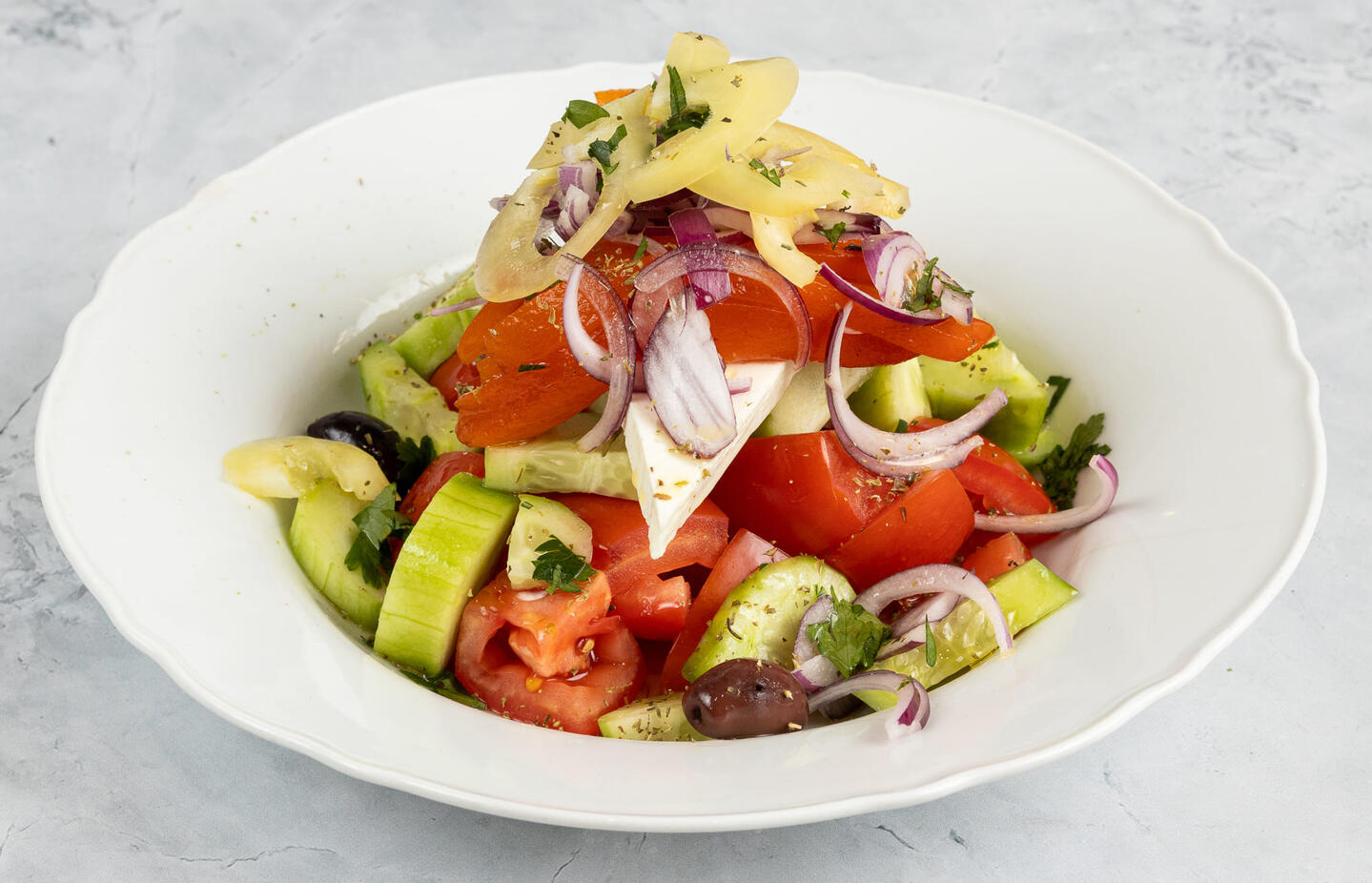 Görög saláta feta sajttal a Heureka Original Greek Food étlapján